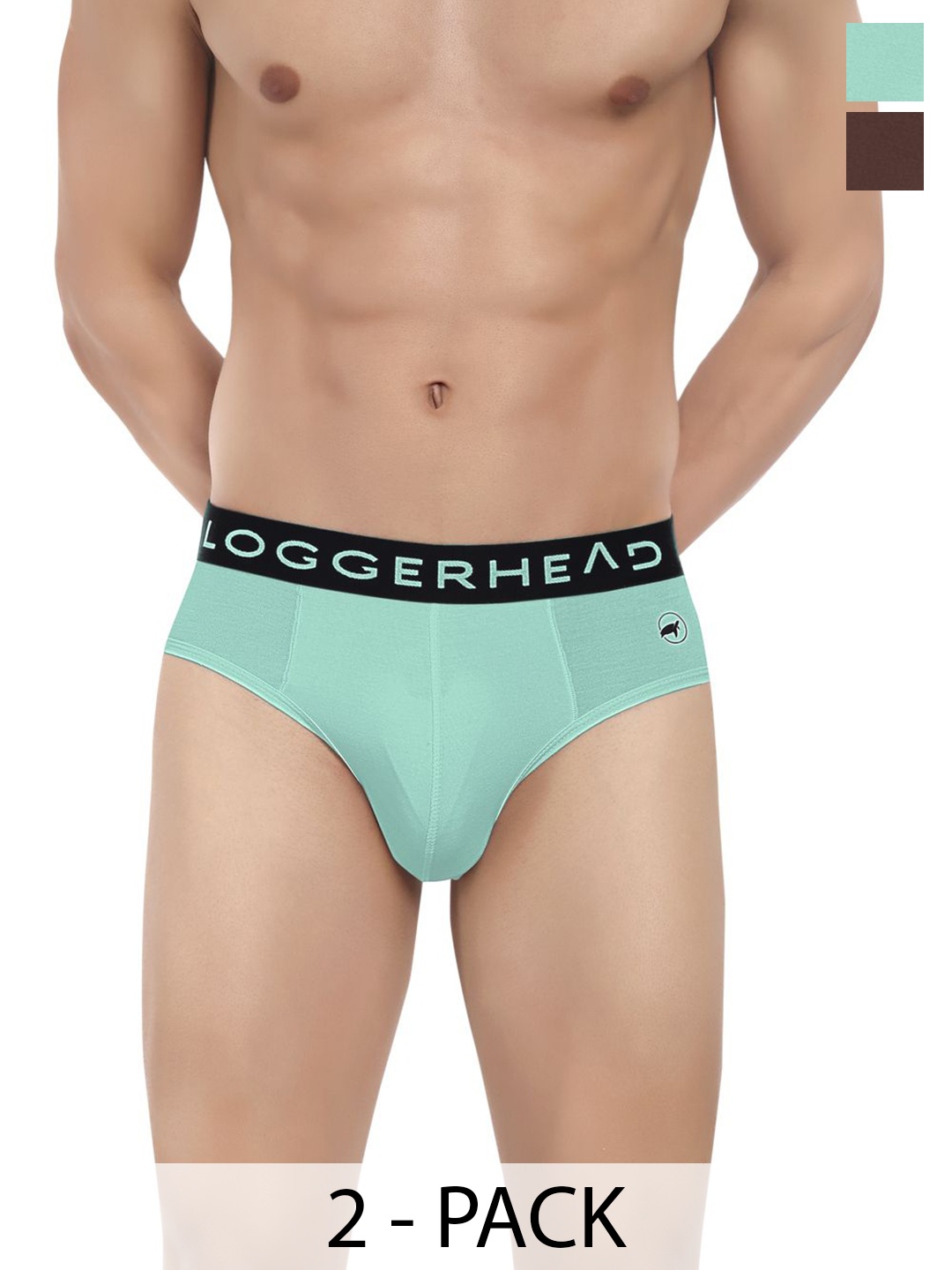 

LOGGERHEAD Pack Of 2 Cotton Hipster Briefs LHMB013-Bitter-Water, Brown