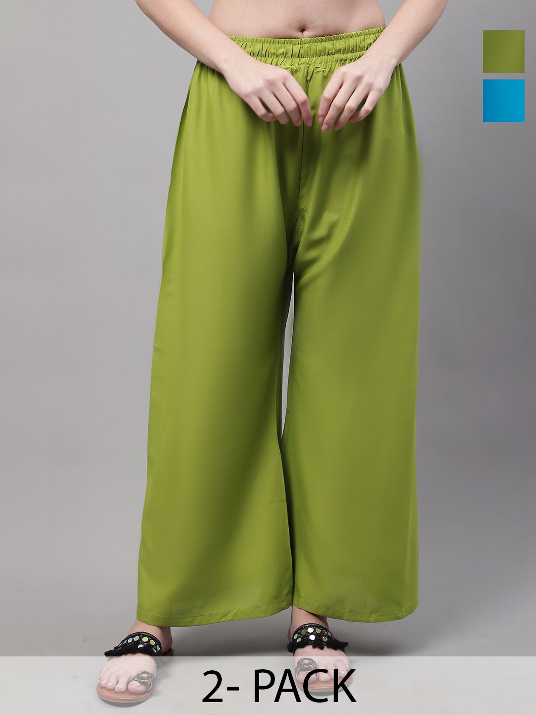 

Valles365 by S.C. Women 2 Flared Palazzos, Green