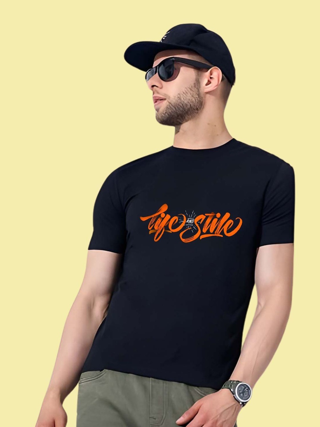 

THE BEETEL HOUSE Men Drop-Shoulder Sleeves T-shirt, Black