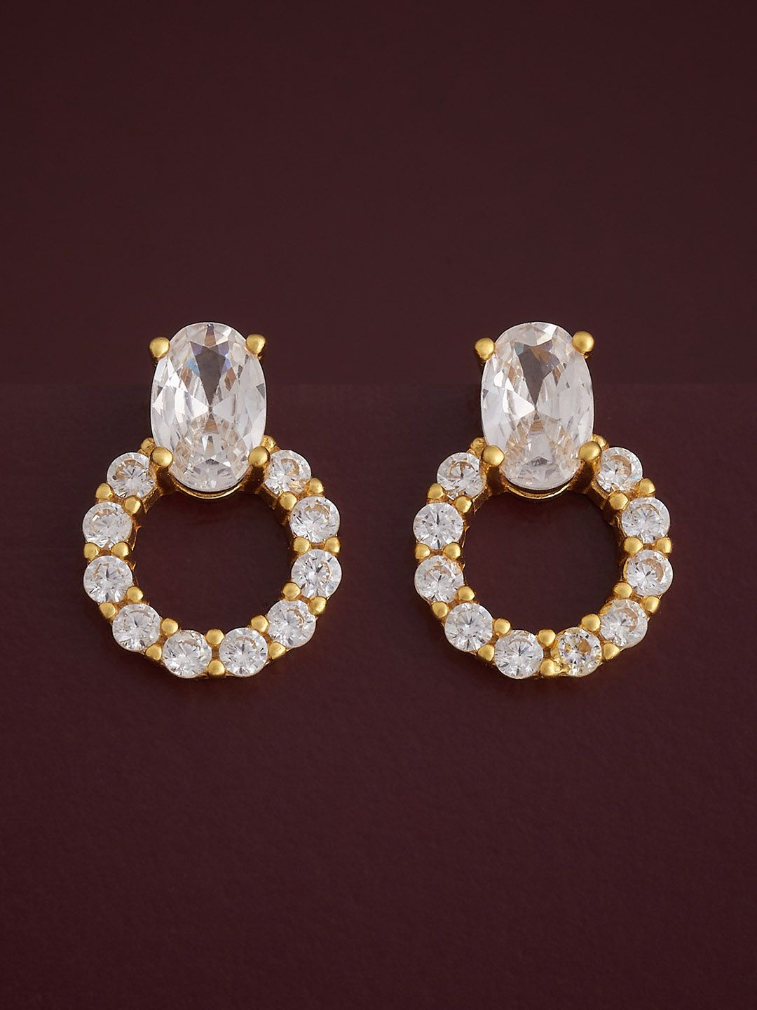 

Kushal's Fashion Jewellery 92.5 Silver Gold-Plated Zircon Studded Studs Earrings