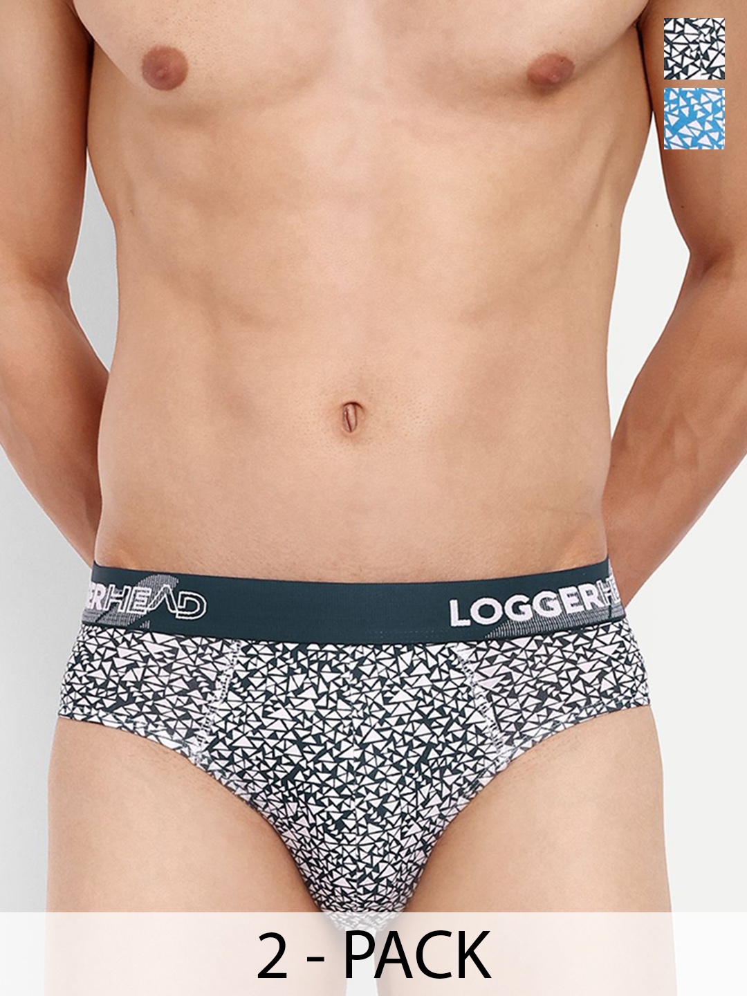 

LOGGERHEAD Pack Of 2 Printed Mid Rise Briefs - LHPB006-Navy-Blue-Navy-Blue, White