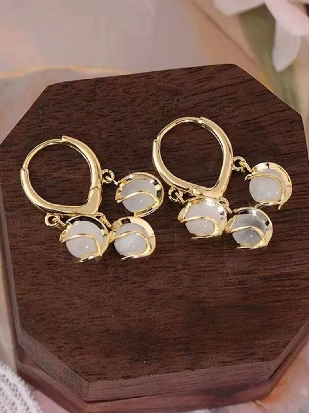 

Celestique Gold Plated Cat Eye Contemporary Korean Drop Earrings