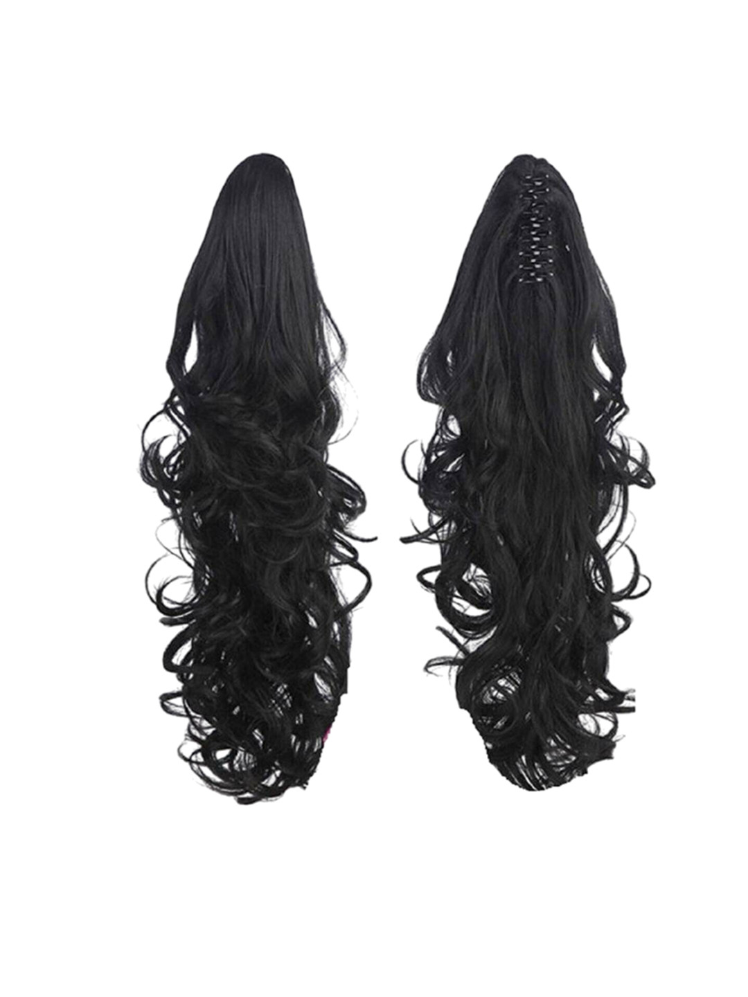 

camola deva Clip-In Ponytail Wavy Hair Extension - Black - 18 Inch