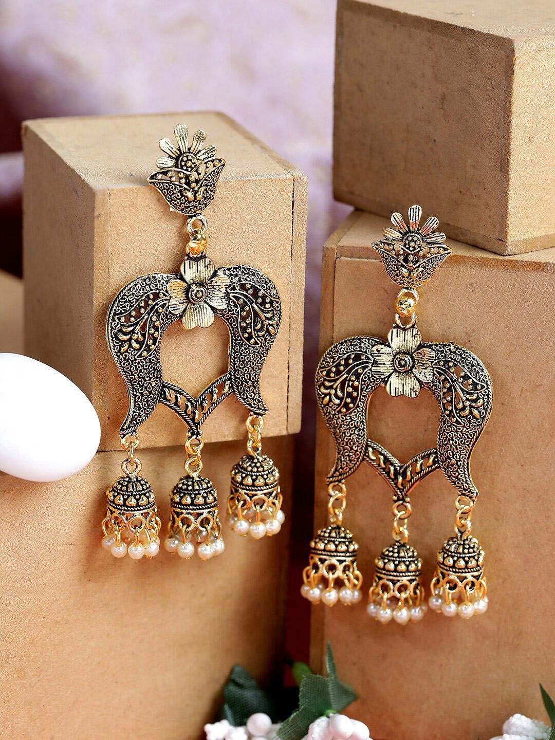 

Anouk Gold Plated Contemporary Shaped Jhumkas Earrings