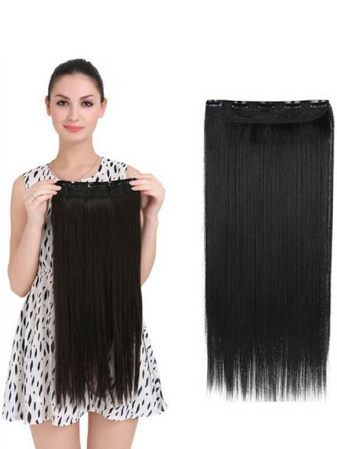 

camola deva Clip-In Ponytail Straight Hair Extension - Black - 24 Inch