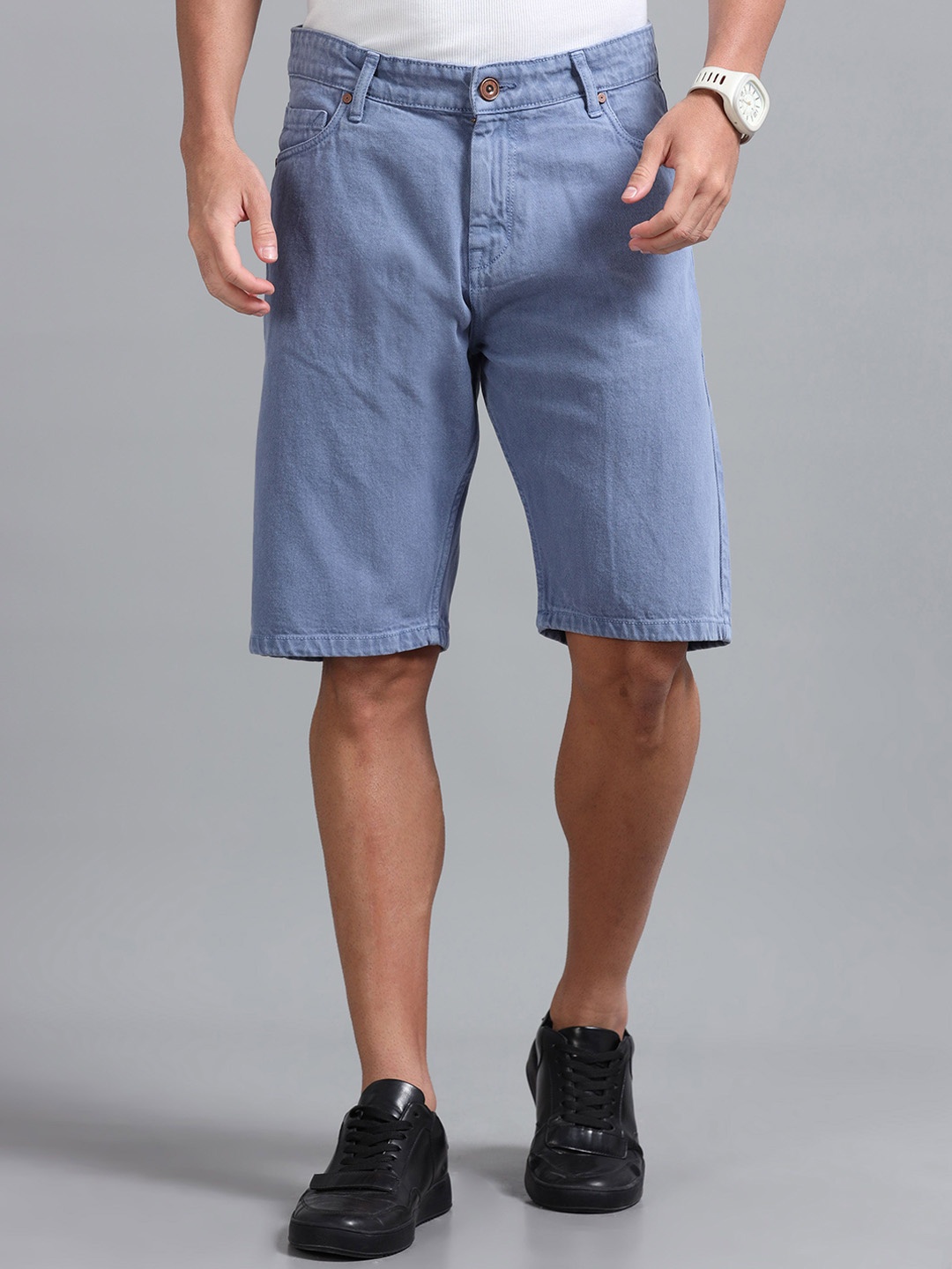 

The Roadster Lifestyle Co Pure Cotton Relaxed Fit Shorts, Blue