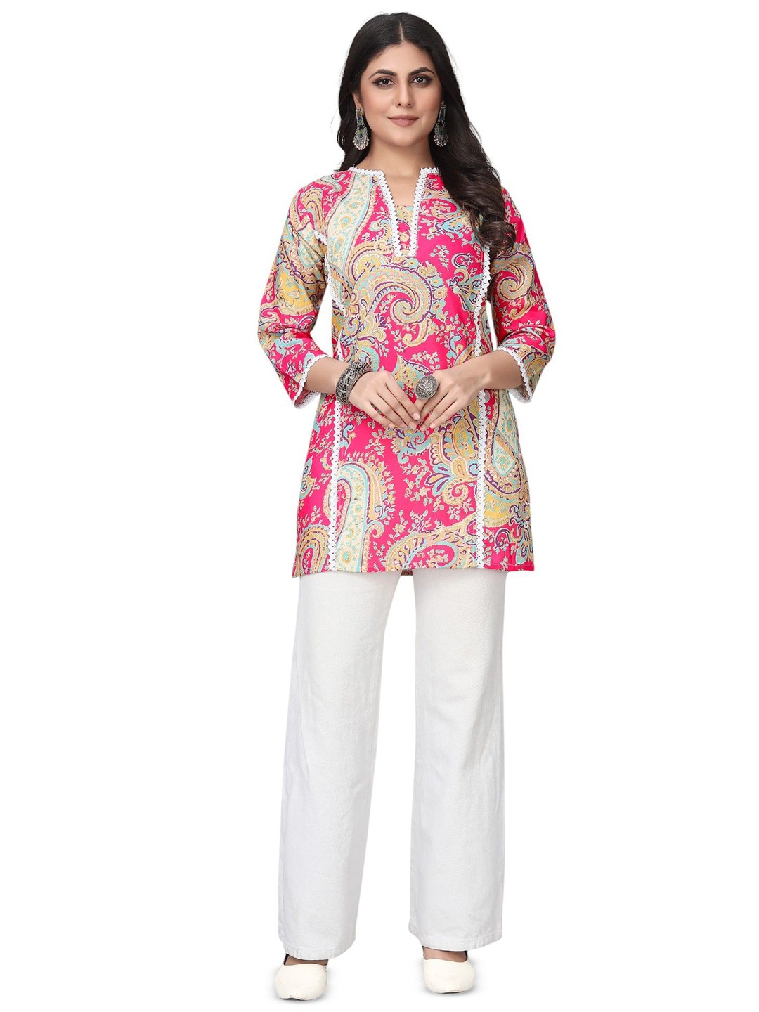 

SPECKLESS Women Ethnic Motifs Printed Kurti, Pink