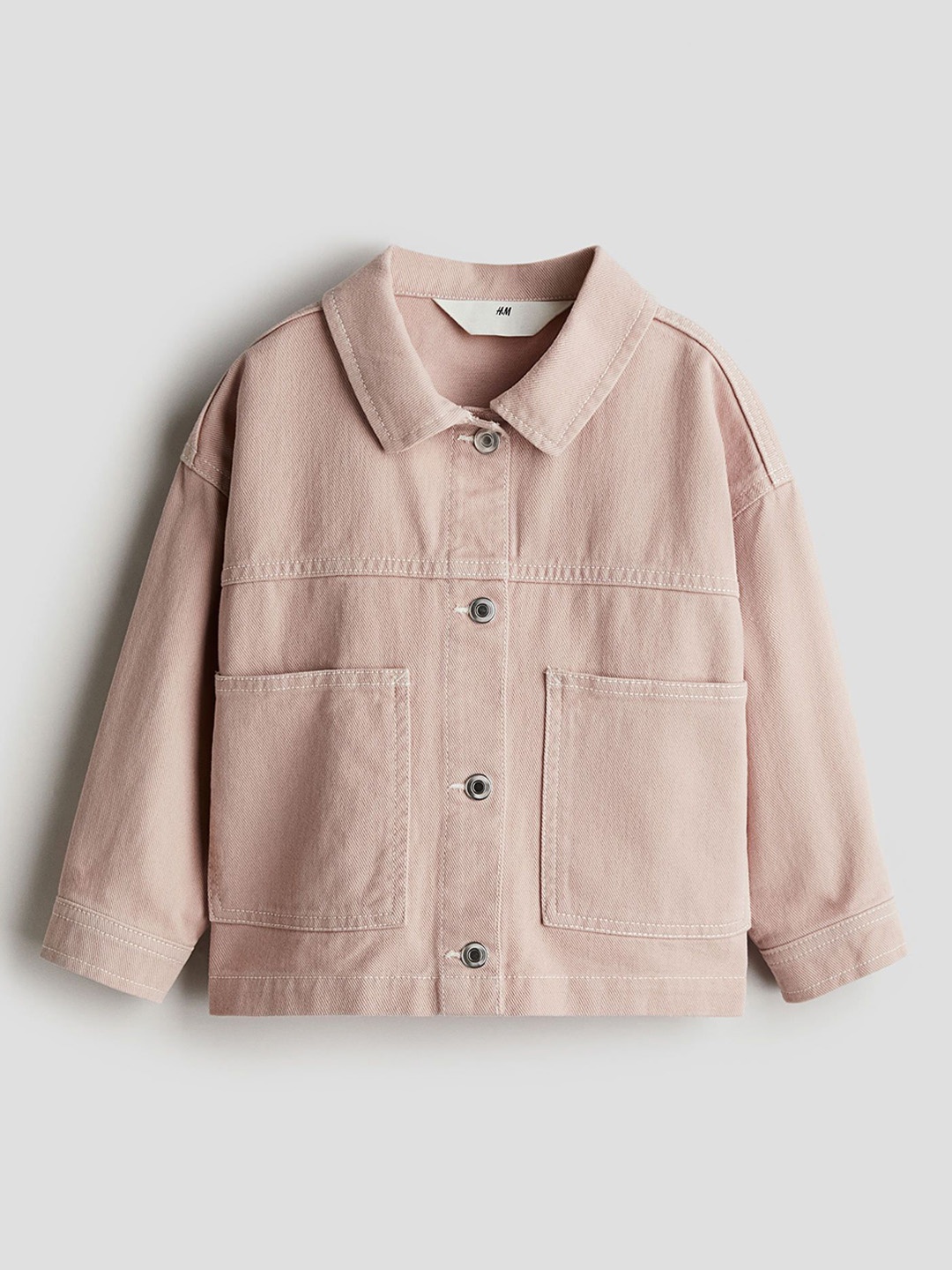 

H&M Oversized Cotton Twill Jacket, Pink