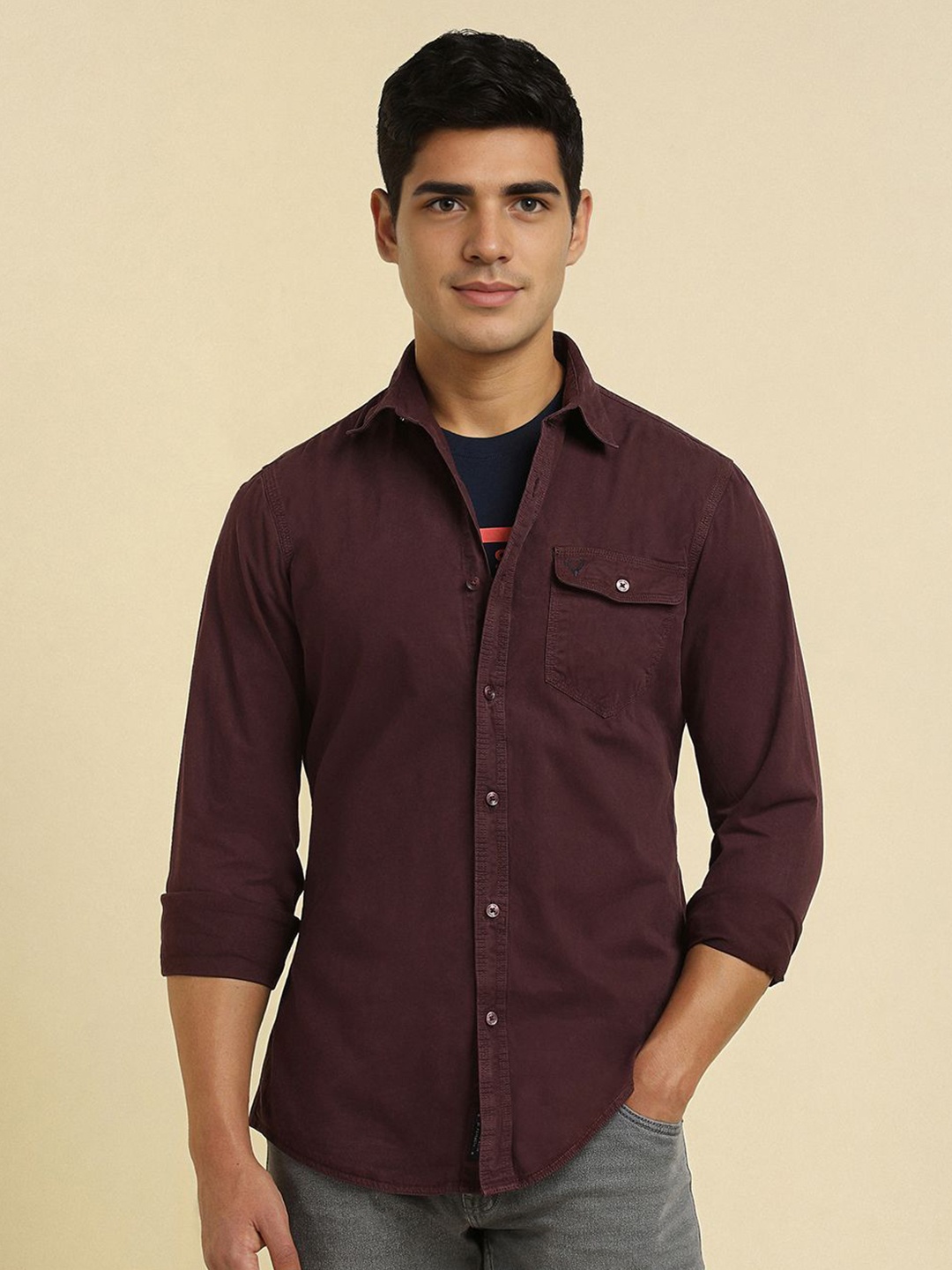 

Allen Solly Men Custom Opaque Casual Shirt, Maroon