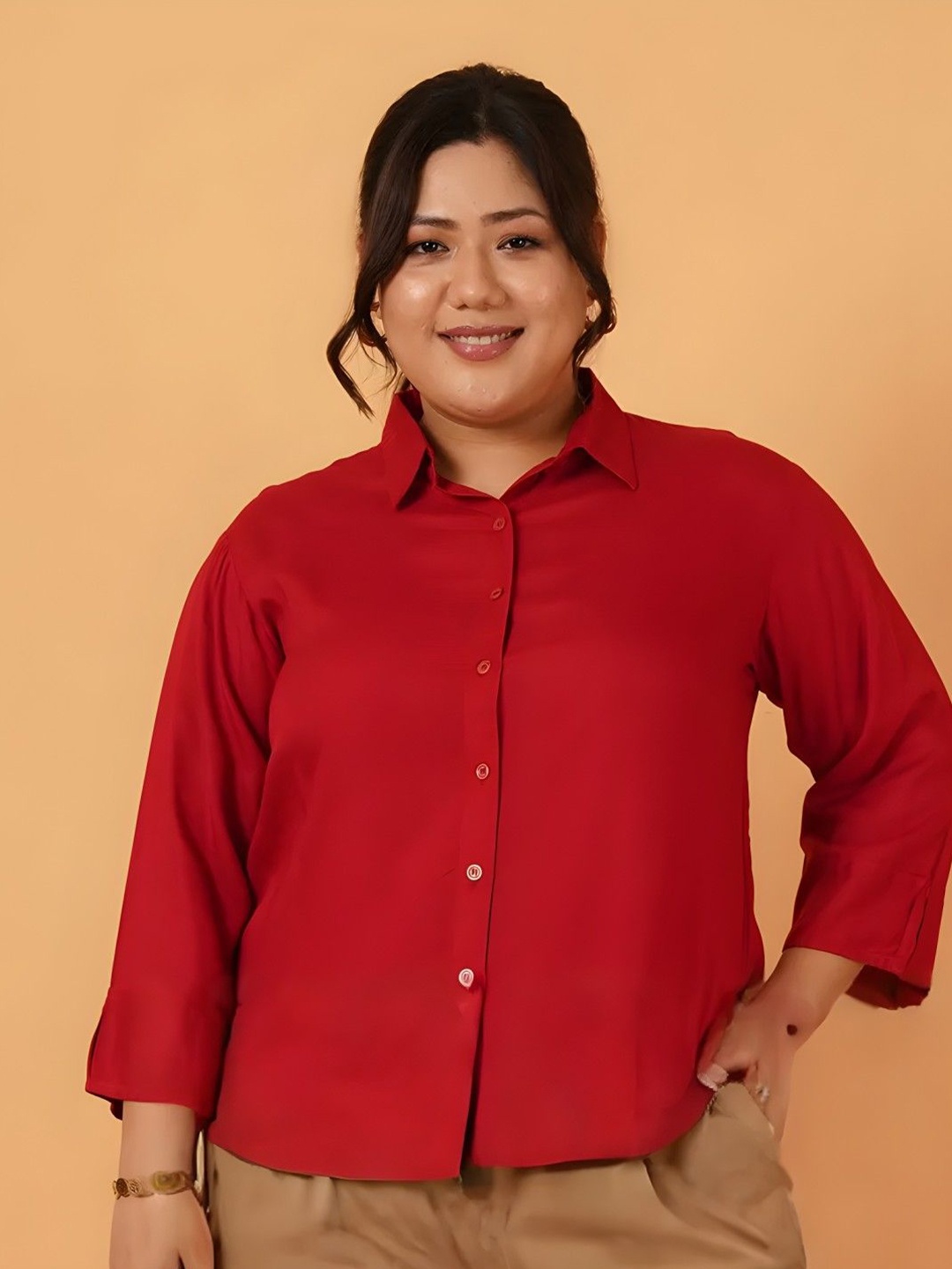 

ANGOORI FASHION Women Straight Opaque Casual Shirt, Red