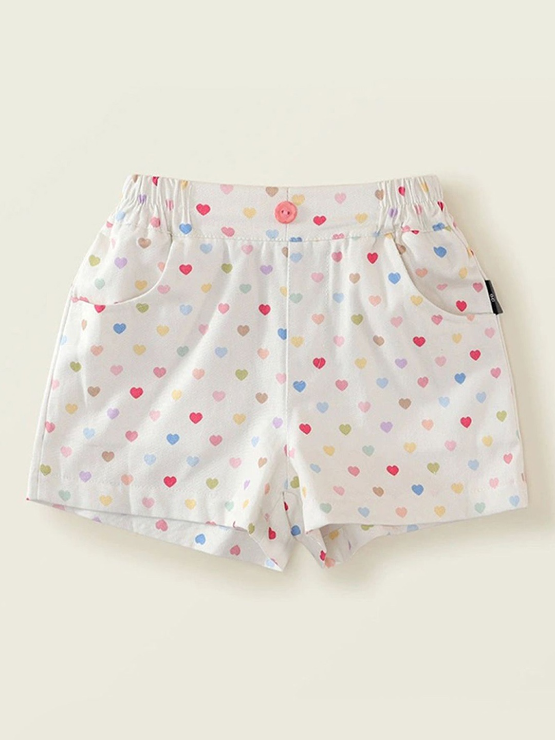 

LULU & SKY Girls Cotton Printed High-Rise Shorts, White