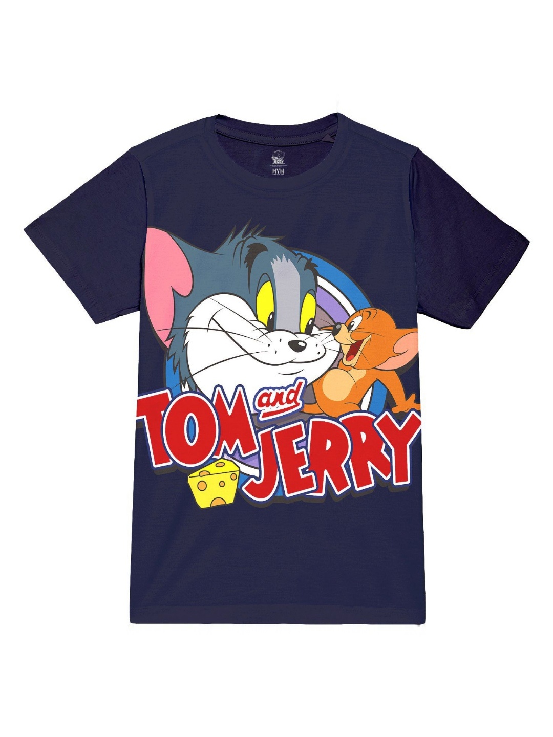 

Wear Your Mind Boys Tom & Jerry Graphic Printed Round Neck Regular Fit Cotton T-shirt, Navy blue