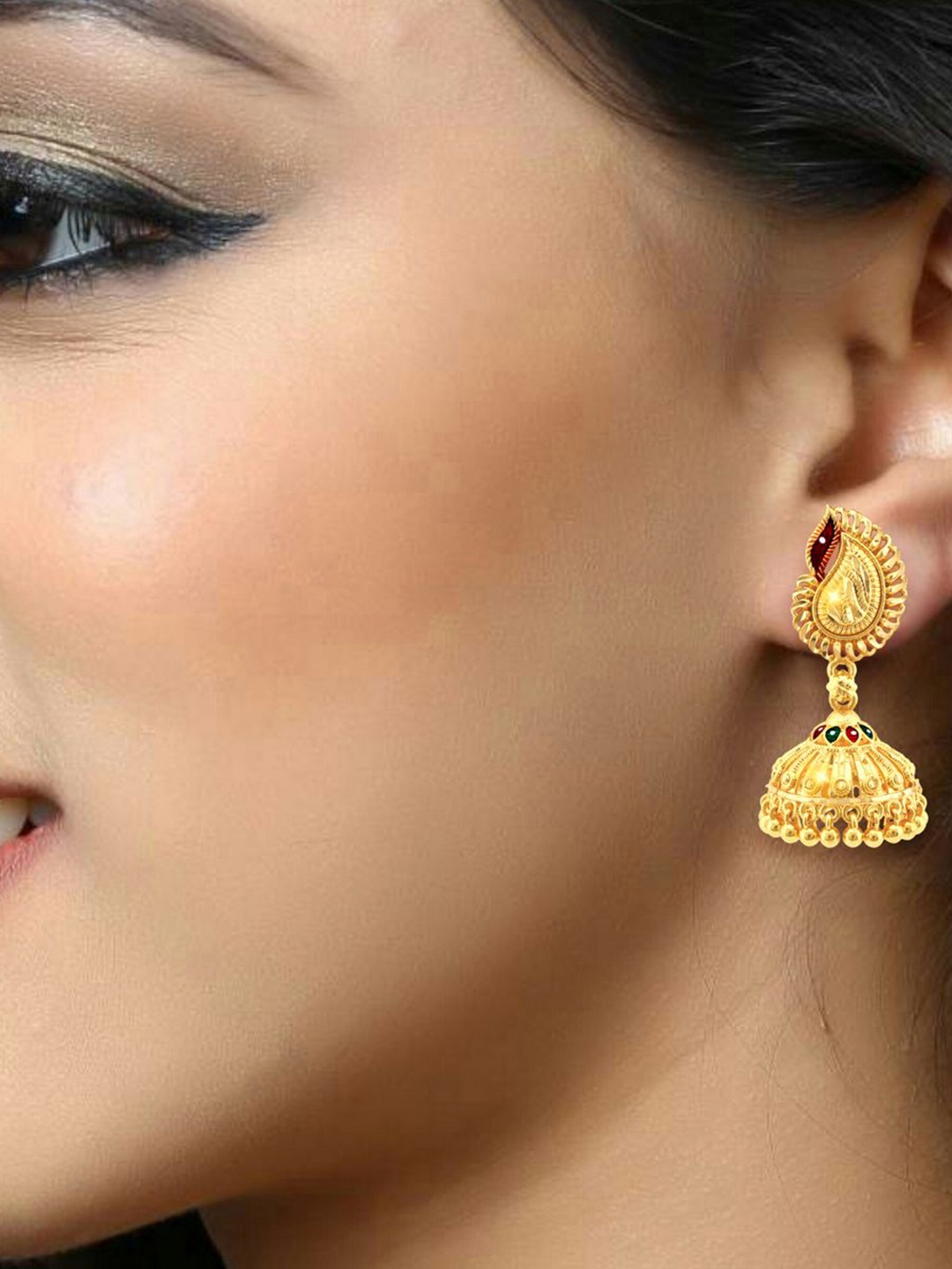 

DIVASTRI Gold-Plated Dome Shaped Jhumkas