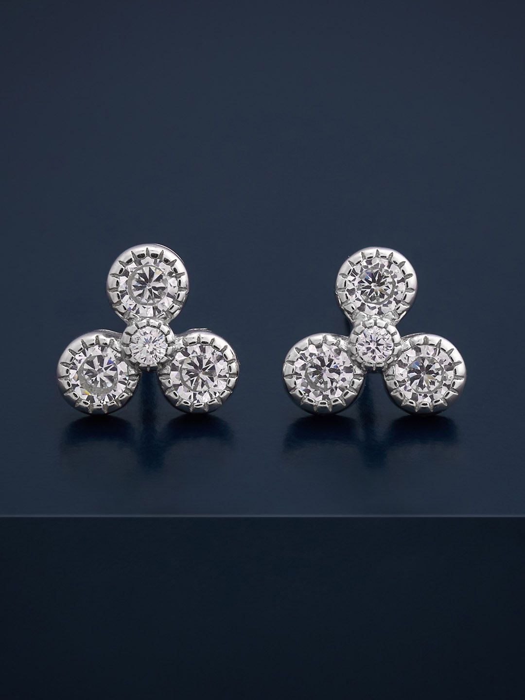 

Kushal's Fashion Jewellery 92.5 Silver Rhodium-Plated Zircon Studs Earrings