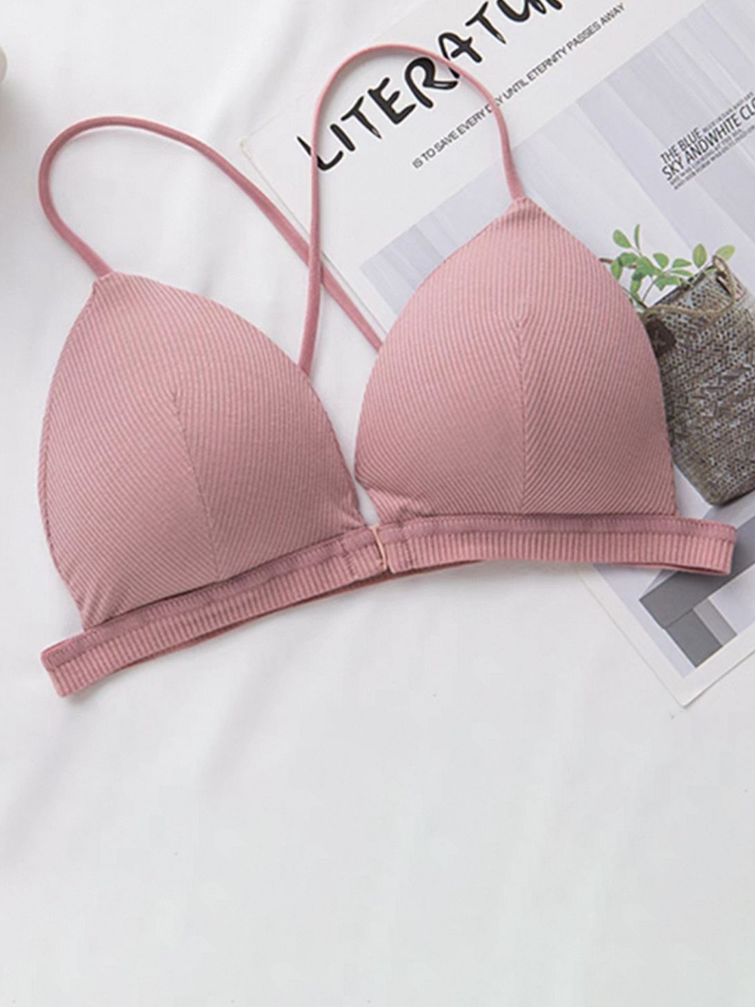 

MADE FOR HER LABEL Padded Criss Cross Back Bralette MFH-SABELLABRA-PINK-FREE SIZE-PINK
