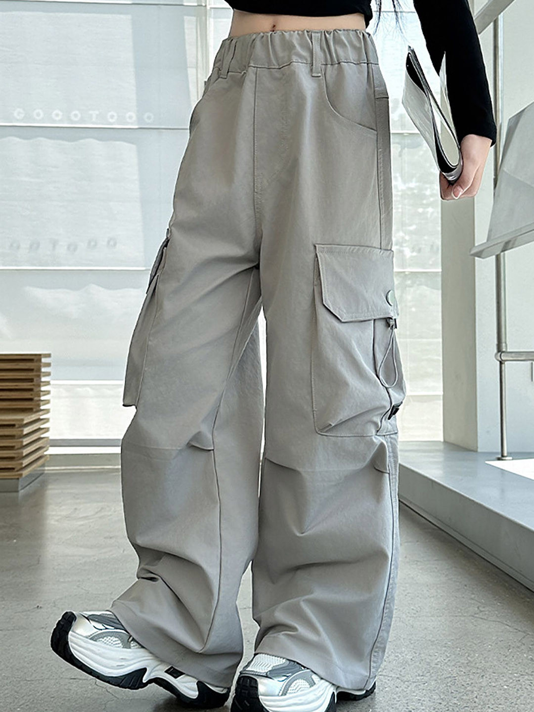 

LULU & SKY Girls Loose Fit Trousers, Grey