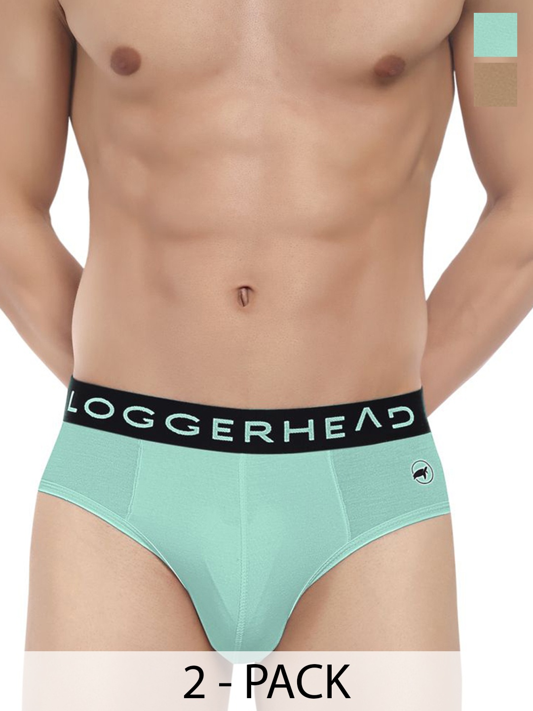 

LOGGERHEAD Pack Of 2 Men Cotton Hipster Outer Elastic Briefs LHMB013-Sinopia-Water, Brown