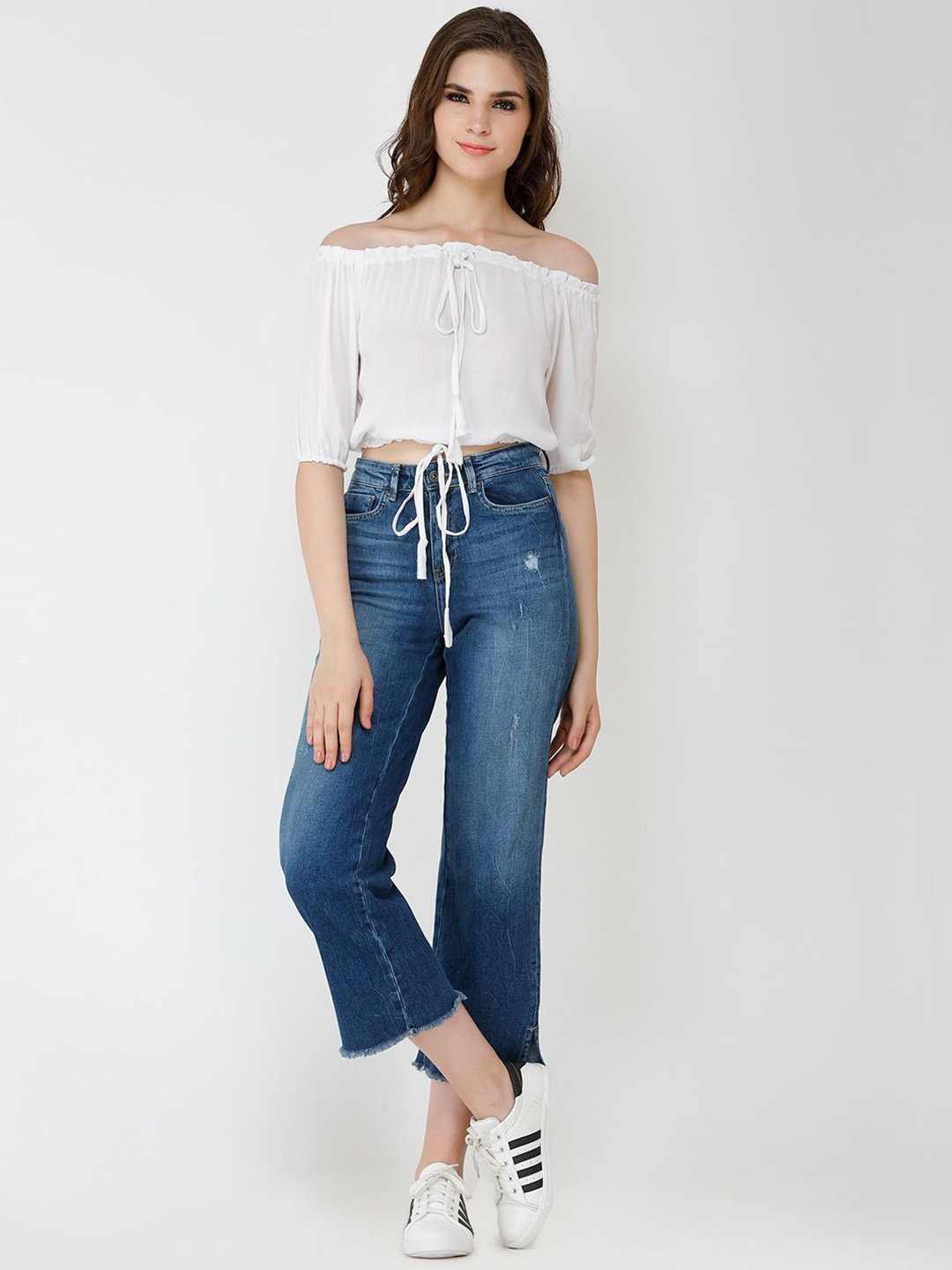 

Moda Rapido Women Solid Off-Shoulder Top, White