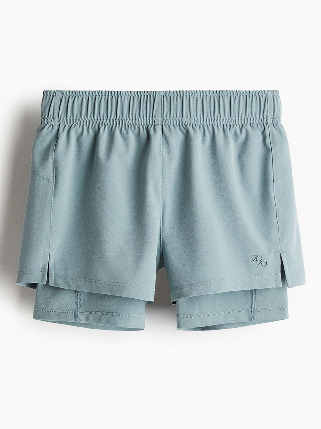 

H&M Girls Double-Layered Running Shorts With DryMove 1259347004-Turquoise, Turquoise blue
