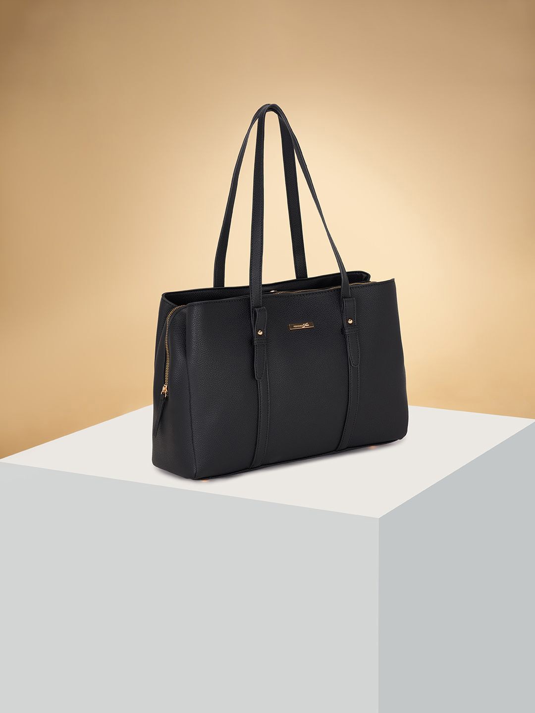 

Forever Glam by Pantaloons Women Textured Structured Shoulder Bag, Black