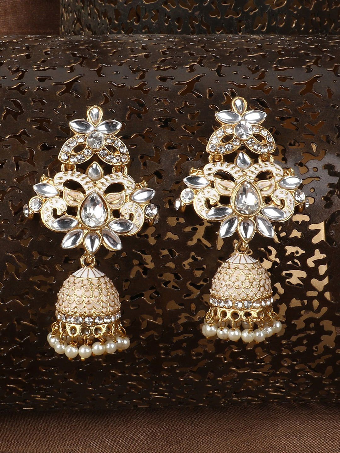 

Anouk Gold Plated Dome Shaped Jhumkas Earrings