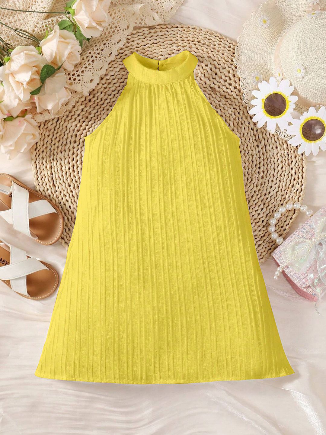 

YK Halter Neck A-Line Dress, Yellow