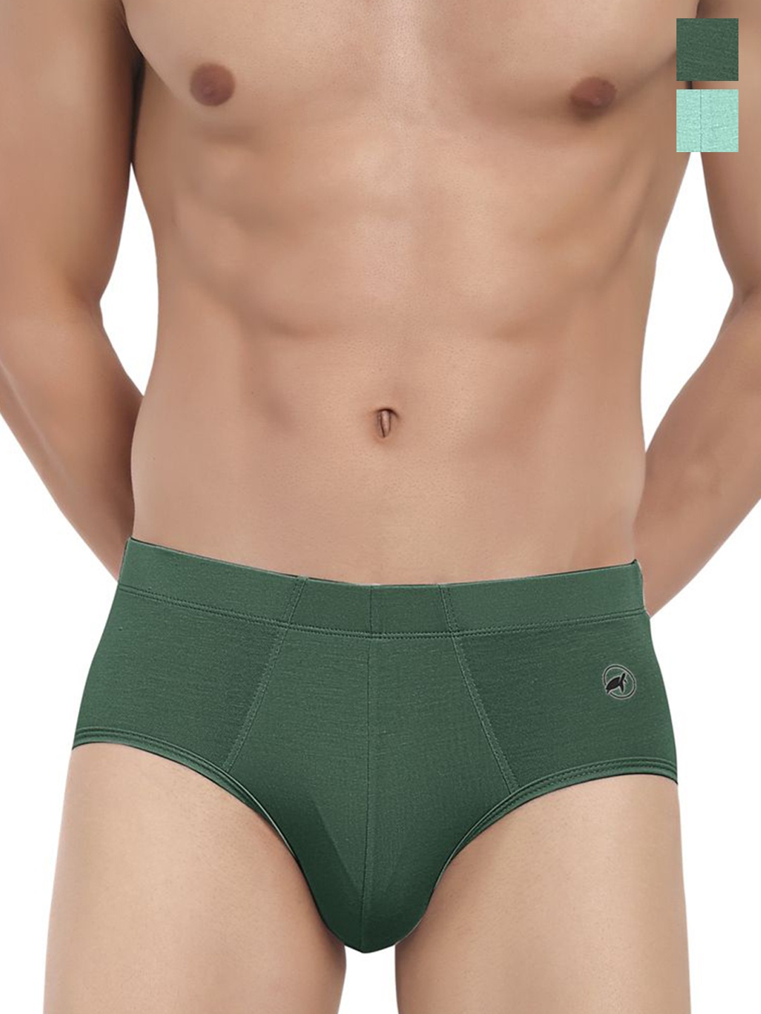 

LOGGERHEAD Pack Of 2 Cotton Mid-Rise Basic Briefs LHIB012-Mint-Green