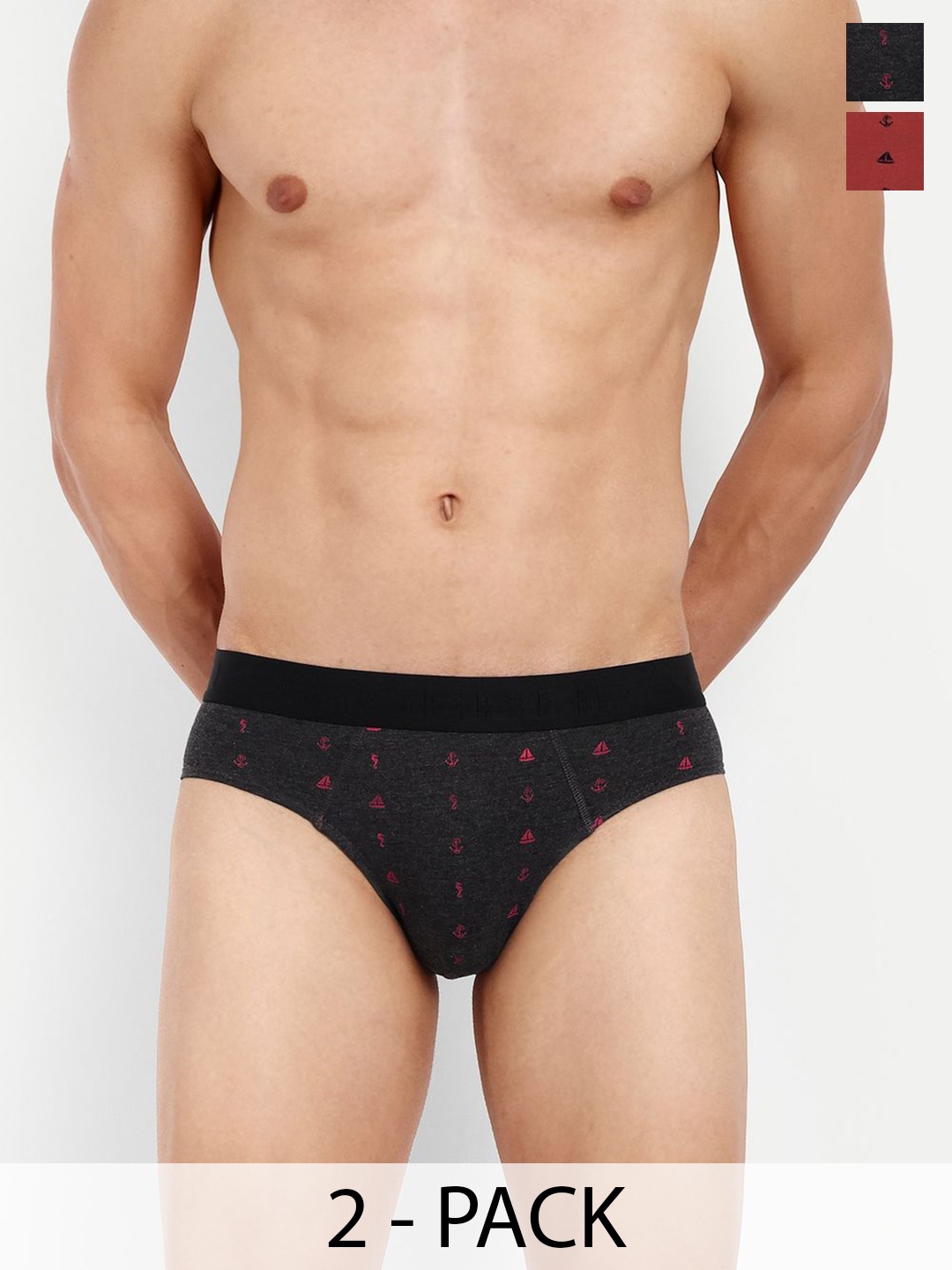 

LOGGERHEAD Pack of 2 Printed Cotton Hipster Briefs LHPB008-ORNAGE-ANTHRA, Orange