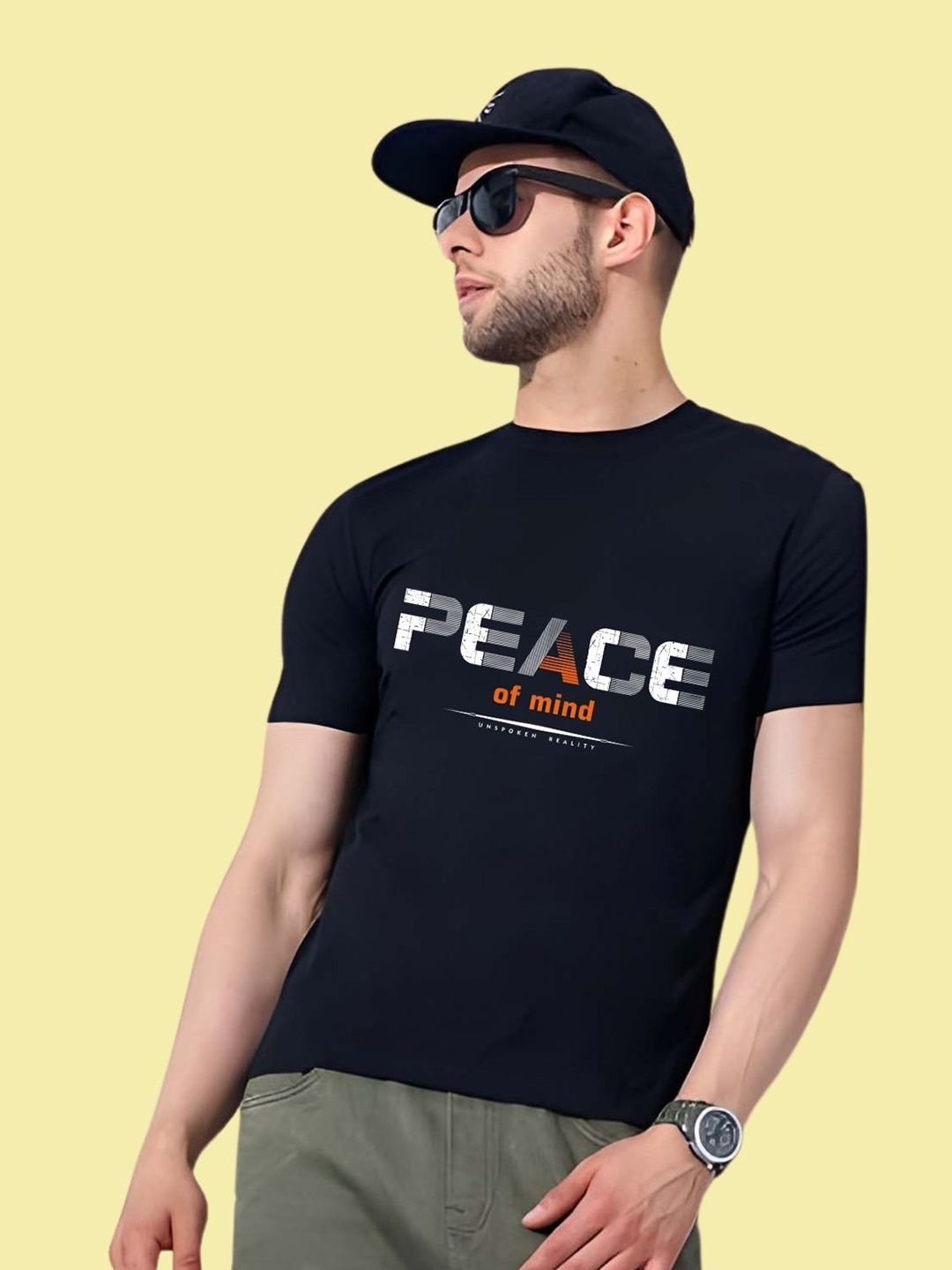 

THE BEETEL HOUSE Men Drop-Shoulder Sleeves T-shirt, Black