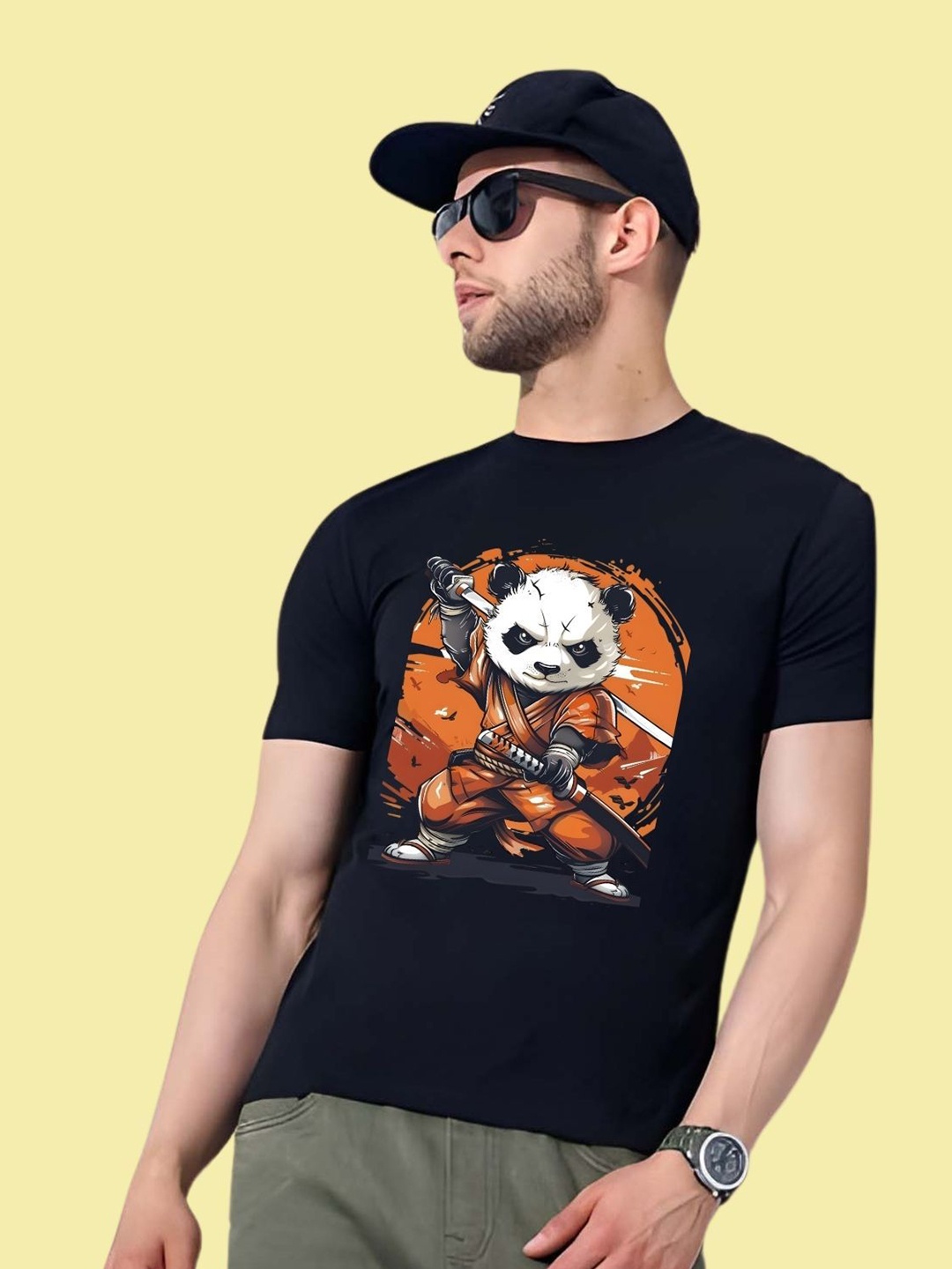 

THE BEETEL HOUSE Men Drop-Shoulder Sleeves T-shirt, Black