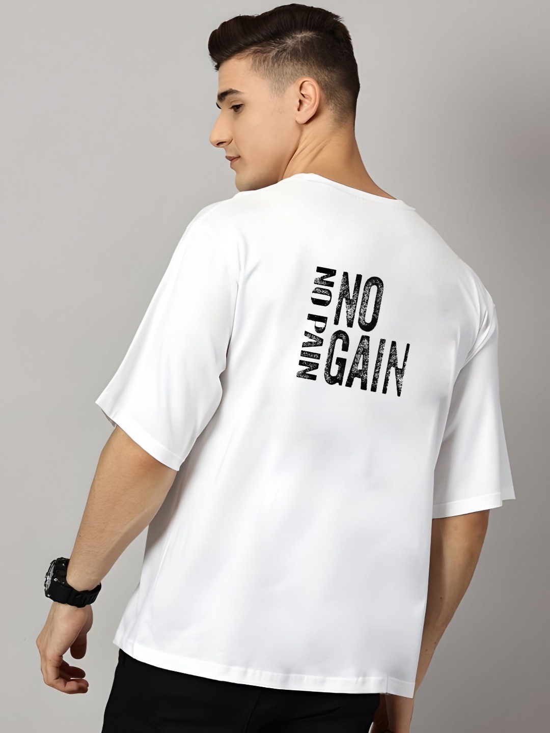 

Moda Rapido Men Typography Printed Round Neck Cotton Oversized T-shirt, White