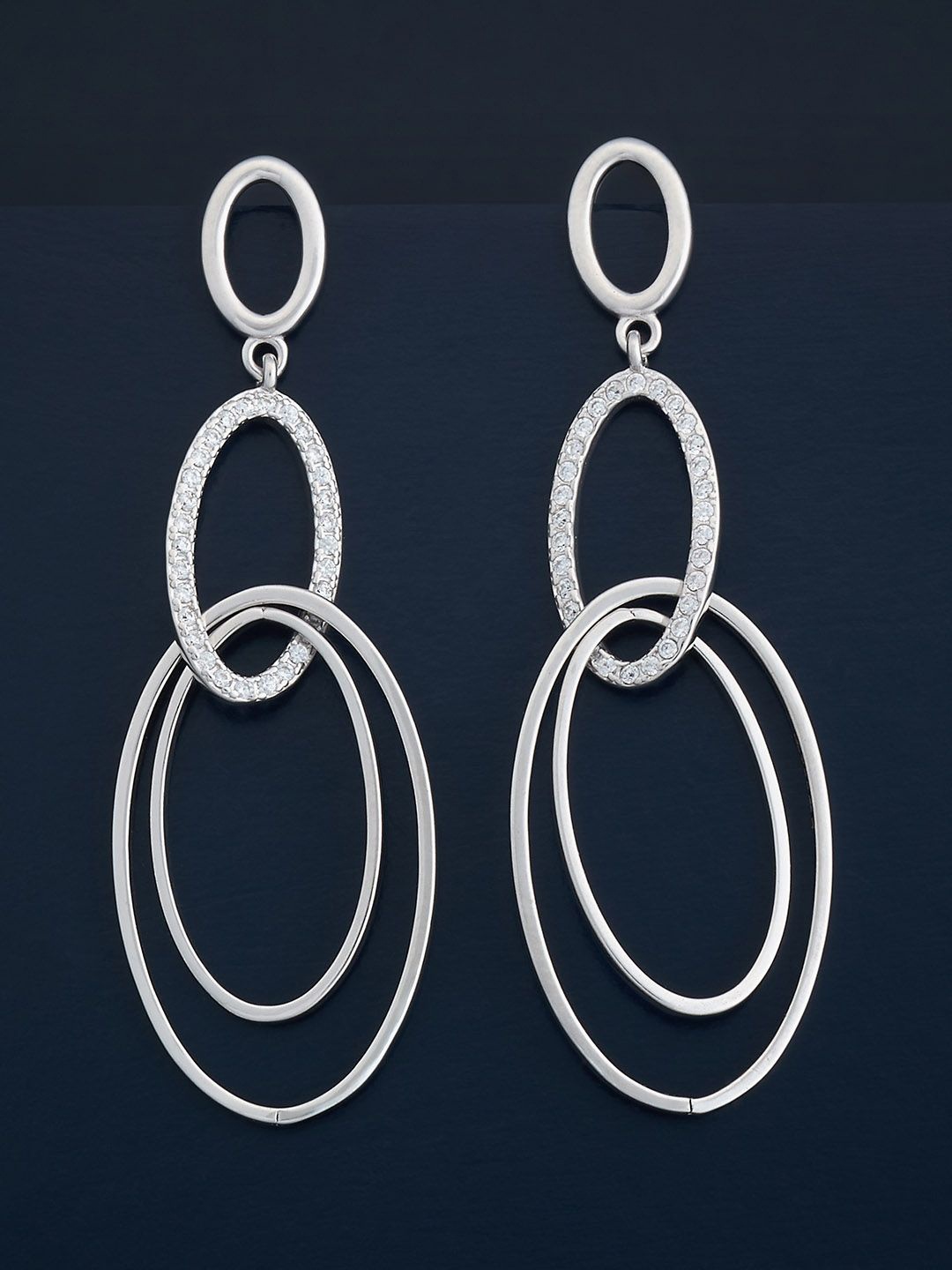 

Kushal's Fashion Jewellery 92.5 Silver Rhodium-Plated Classic Zircon DropEarrings