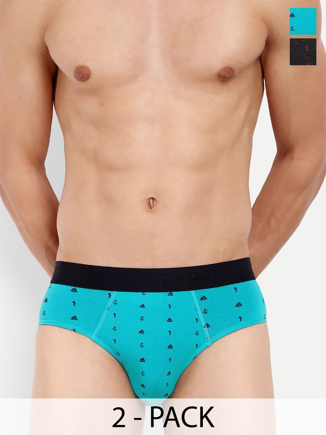

LOGGERHEAD Pack of 2 Printed Cotton Hipster Briefs LHPB008-ANTHRA-AQUA, Grey