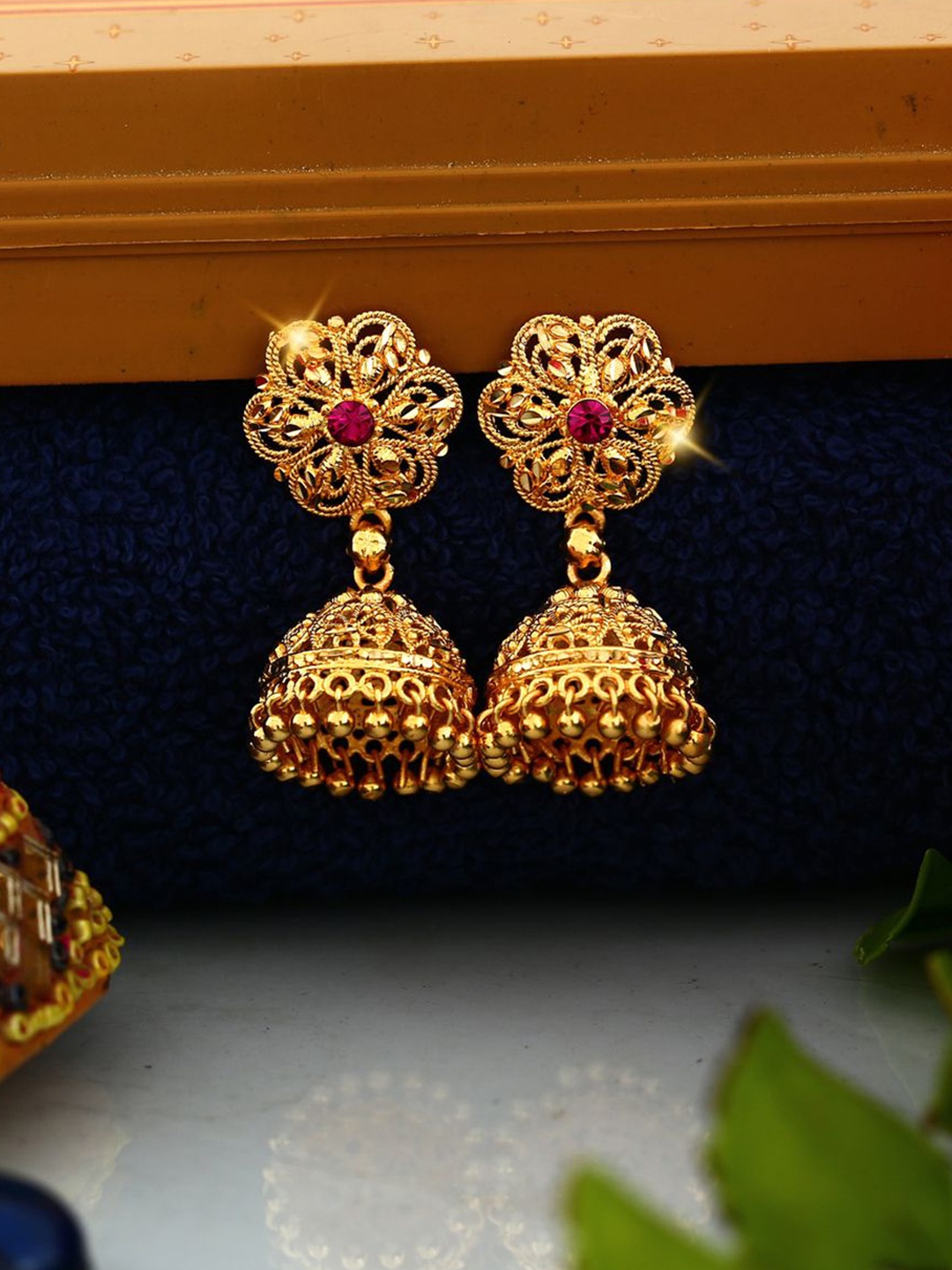 

DIVASTRI Gold-Plated Dome Shaped Jhumkas