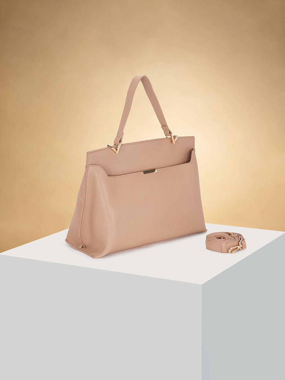 

Forever Glam by Pantaloons Women Solid Structured Shoulder Bag, Tan