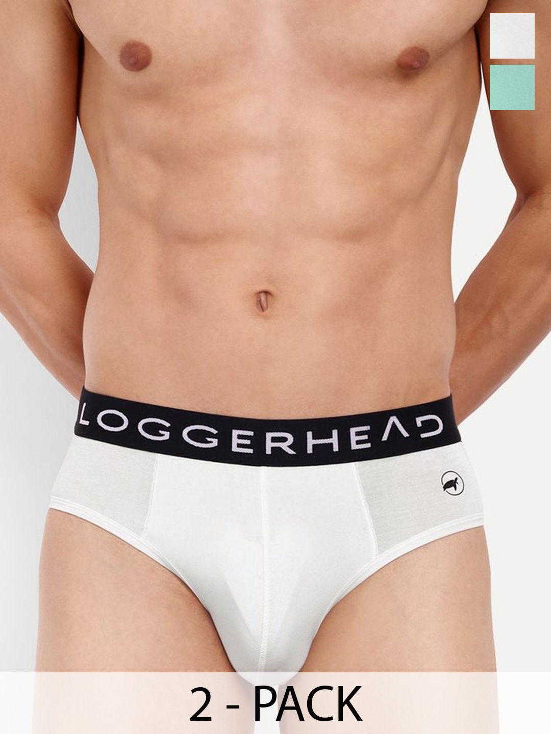 

LOGGERHEAD Pack Of 2 Cotton Hipster Briefs LHMB013-Water-White