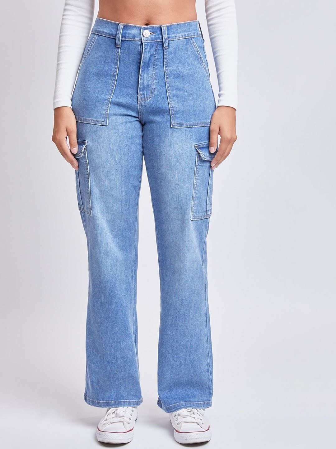 

FNOCKS Women Relaxed Straight Leg High-Rise Trousers, Navy blue