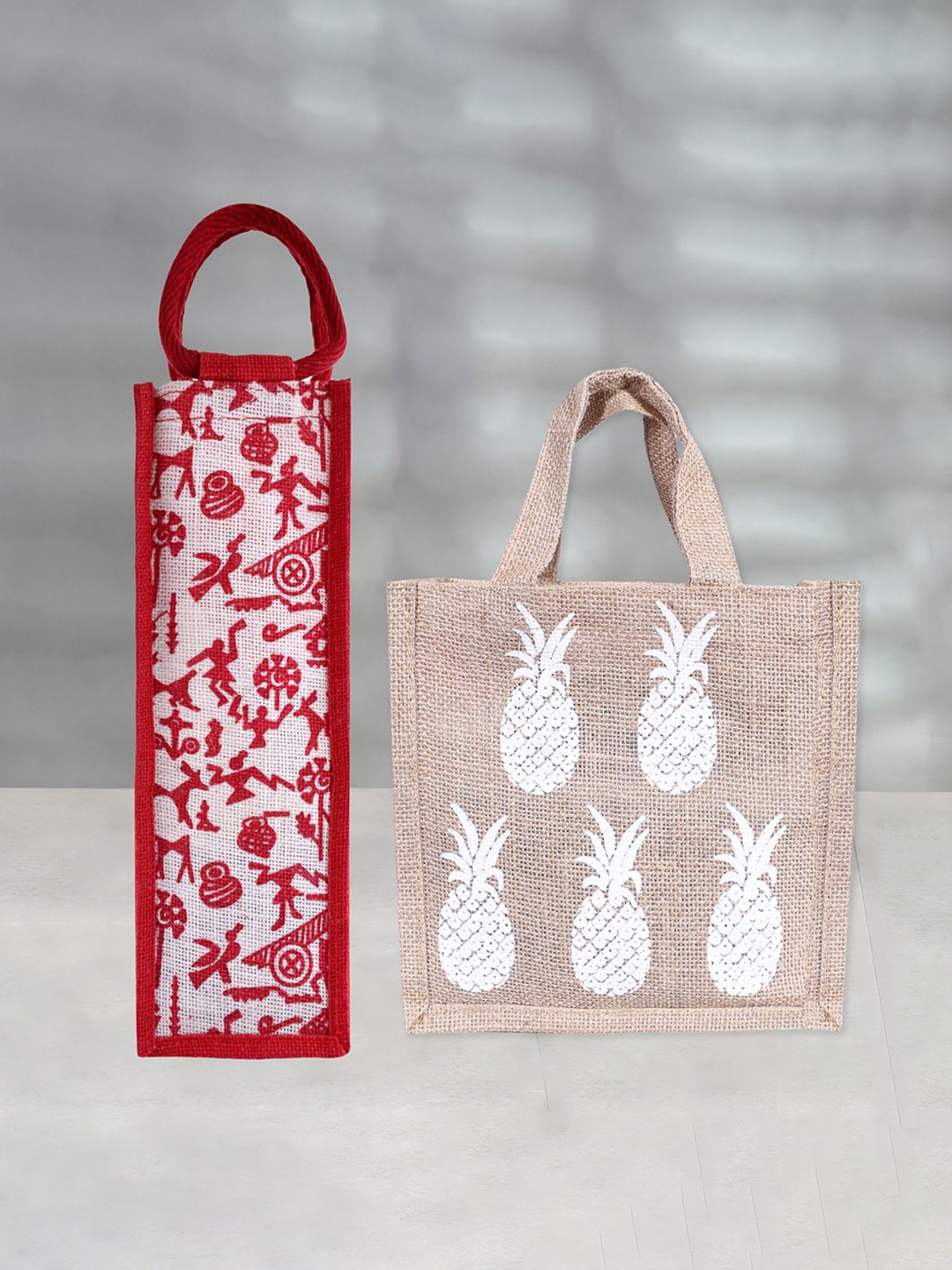 

Kuber Industries Set of 2 Other Prints Lunch bags Travel Accessory, Red
