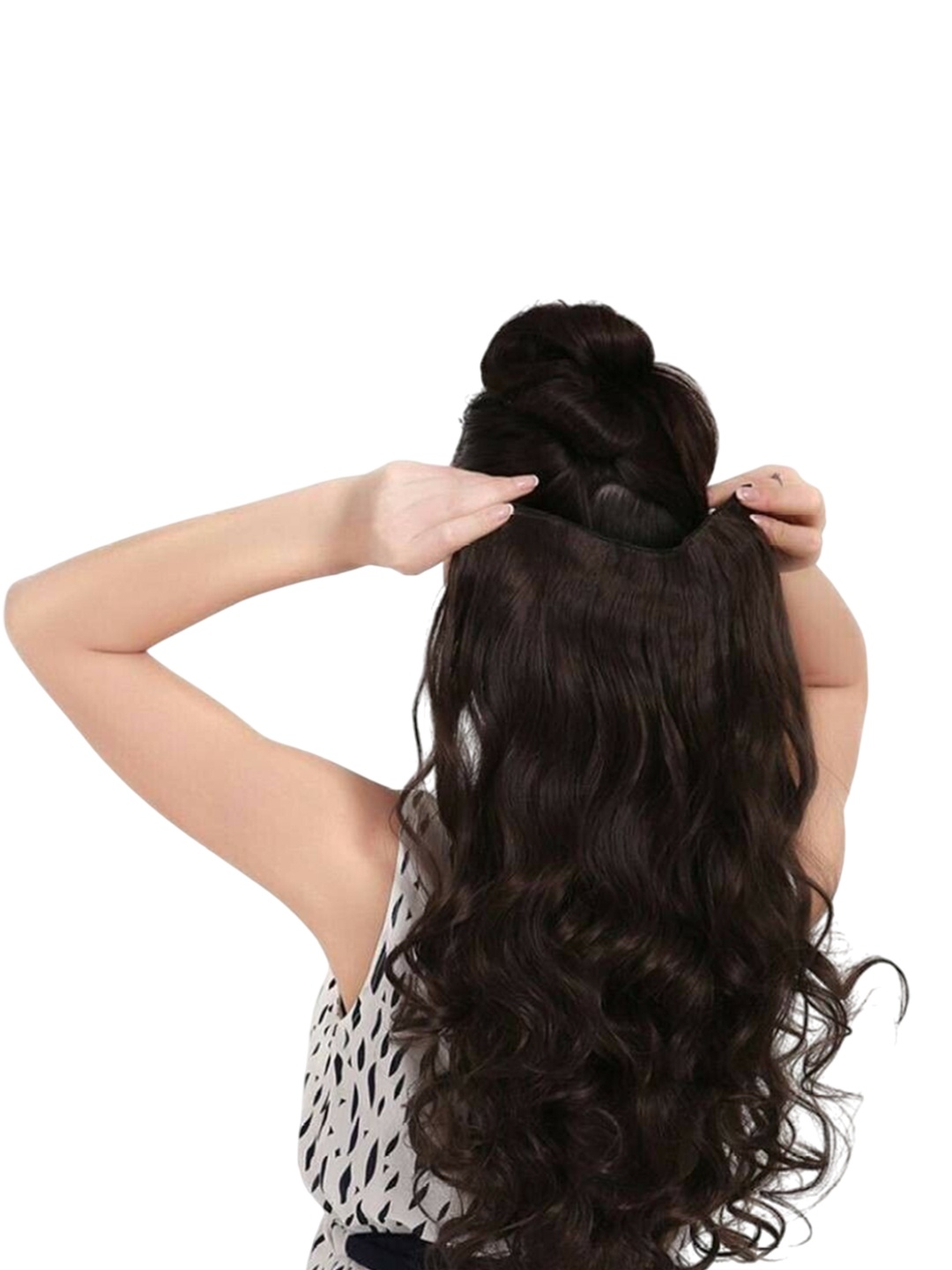 

camola deva 5-Clip In Wavy Scalp Topper Hair Extension- Brown- 24 Inch