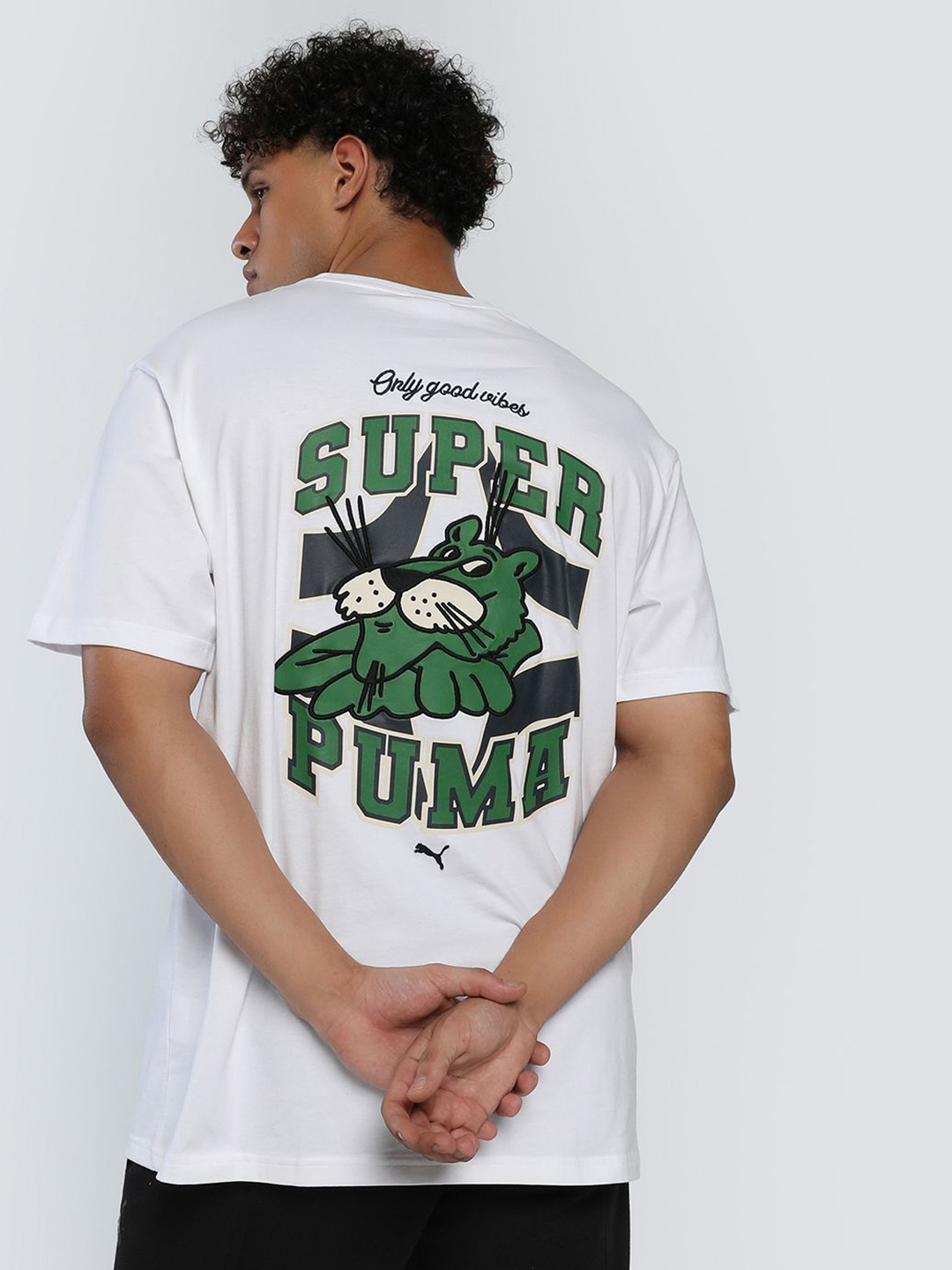 

Puma Super Puma Graphics Printed Relaxed Fit Short Sleeve T-Shirt, White
