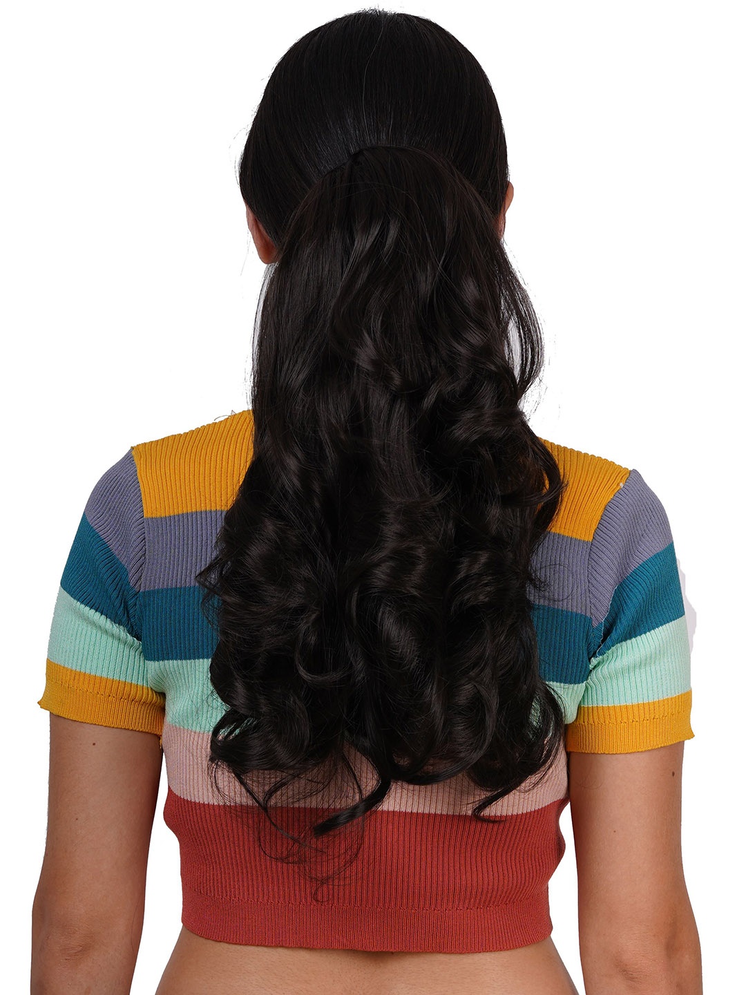 

camola deva Clip-In Wavy Ponytail Hair Extension - Natural Brown - 22 Inch