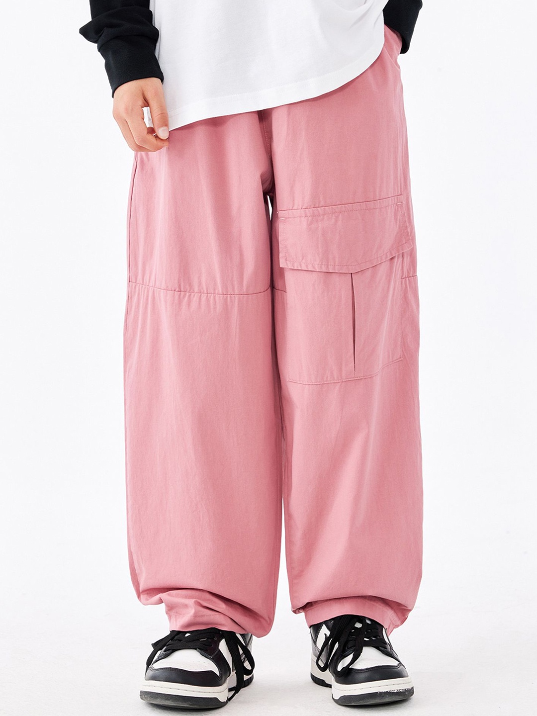 

LULU & SKY Girls Loose Fit Mid-Rise Slip-On Trousers, Pink