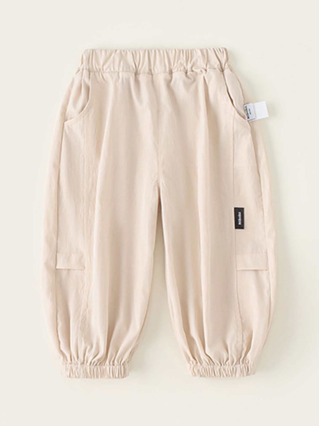 

LULU & SKY Boys Loose Fit High-Rise Joggers Trousers, Beige