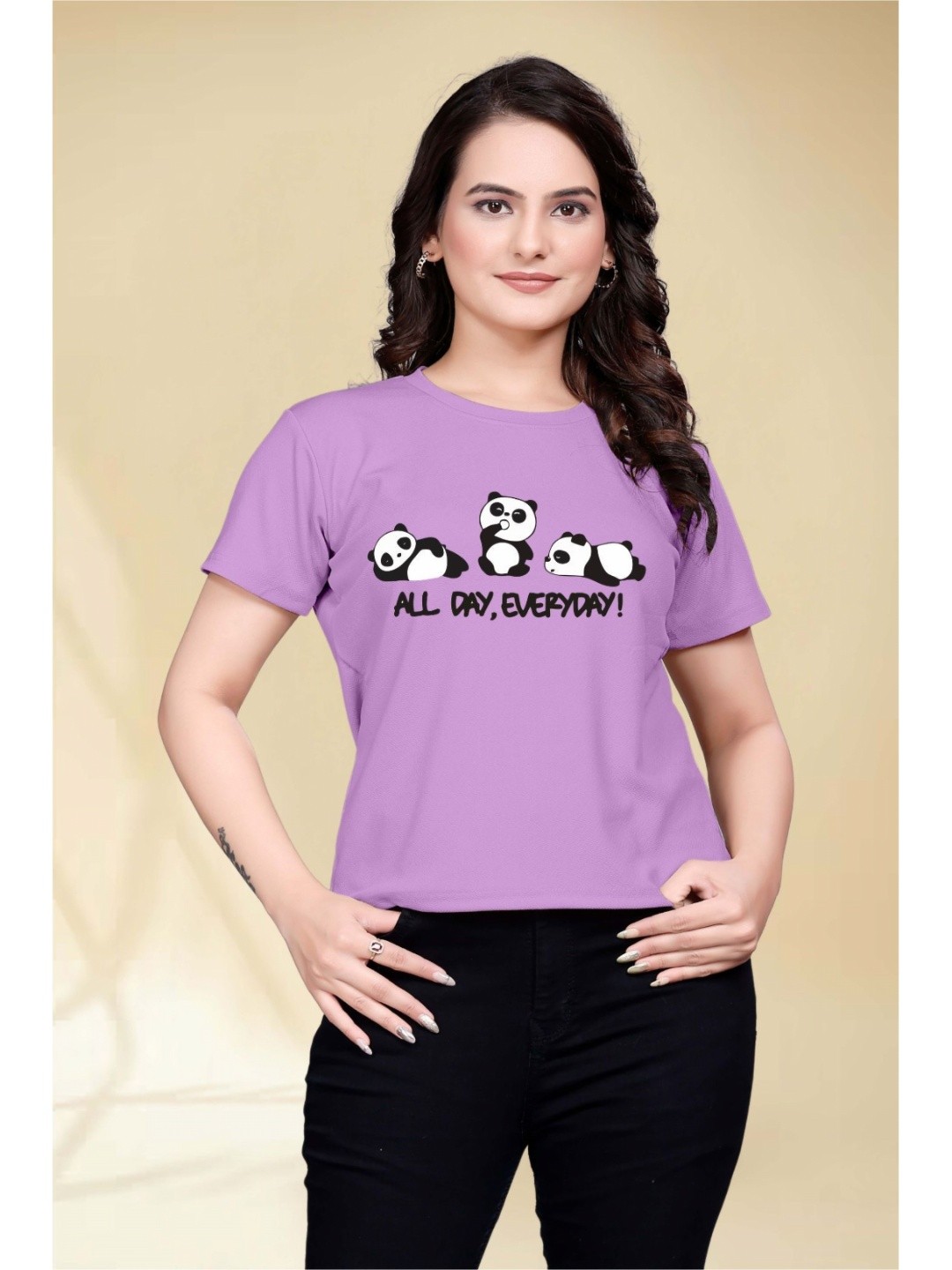 

Moda Rapido Women Printed Round Neck Tshirt, Purple