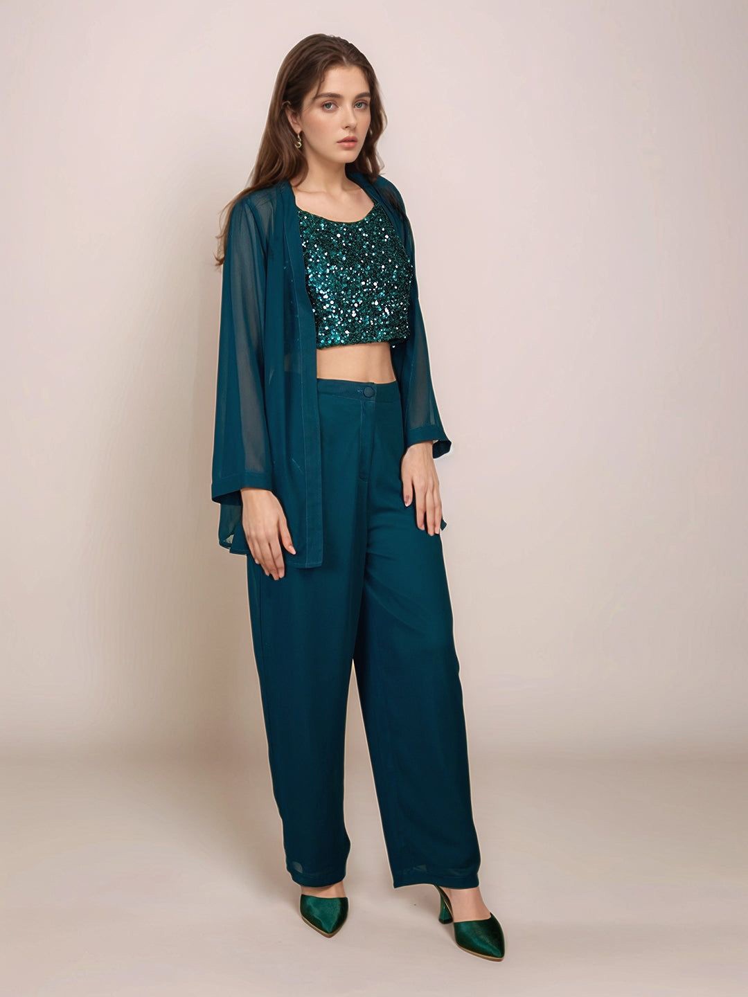 

Zink London Open Front Party Shrug, Teal
