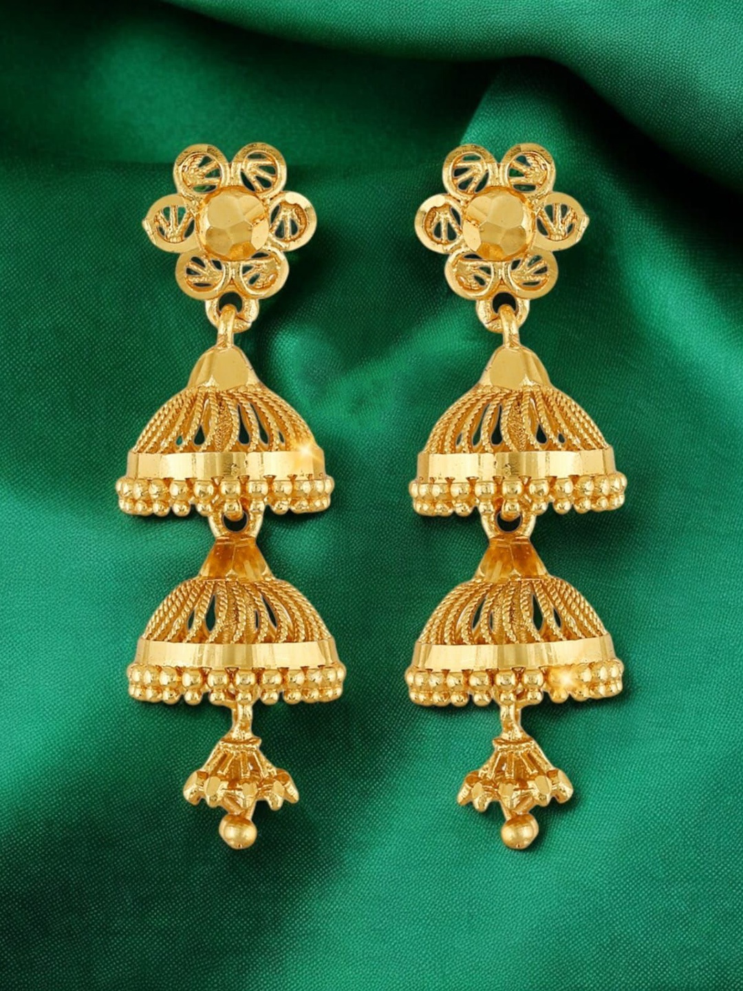 

DIVASTRI Gold-Plated Dome Shaped Jhumkas