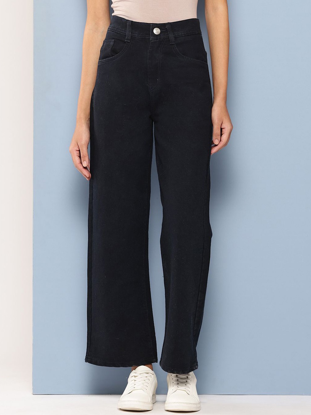 

CORSICA Women Wide Leg Mid-Rise Stretchable Jeans, Black