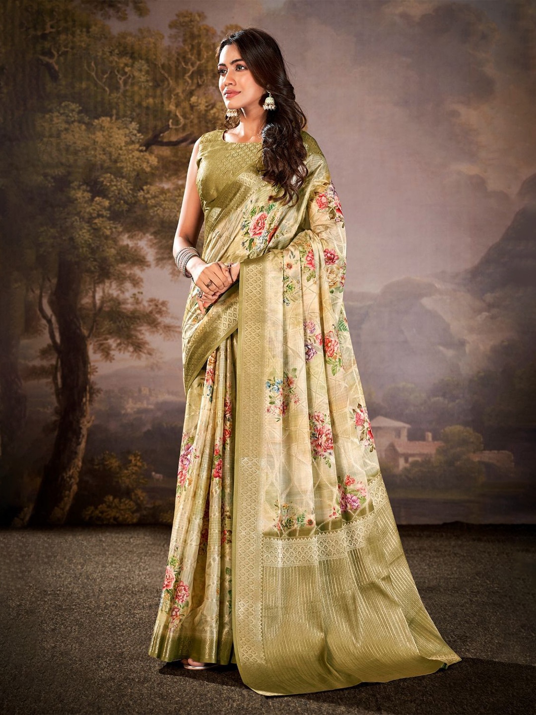 

DEVATITHI Green Cotton Silk Saree