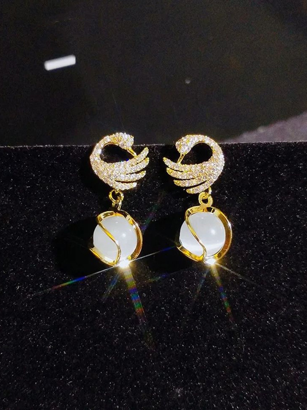 

Celestique Gold-Plated Pearls Beaded Contemporary Drop Earrings