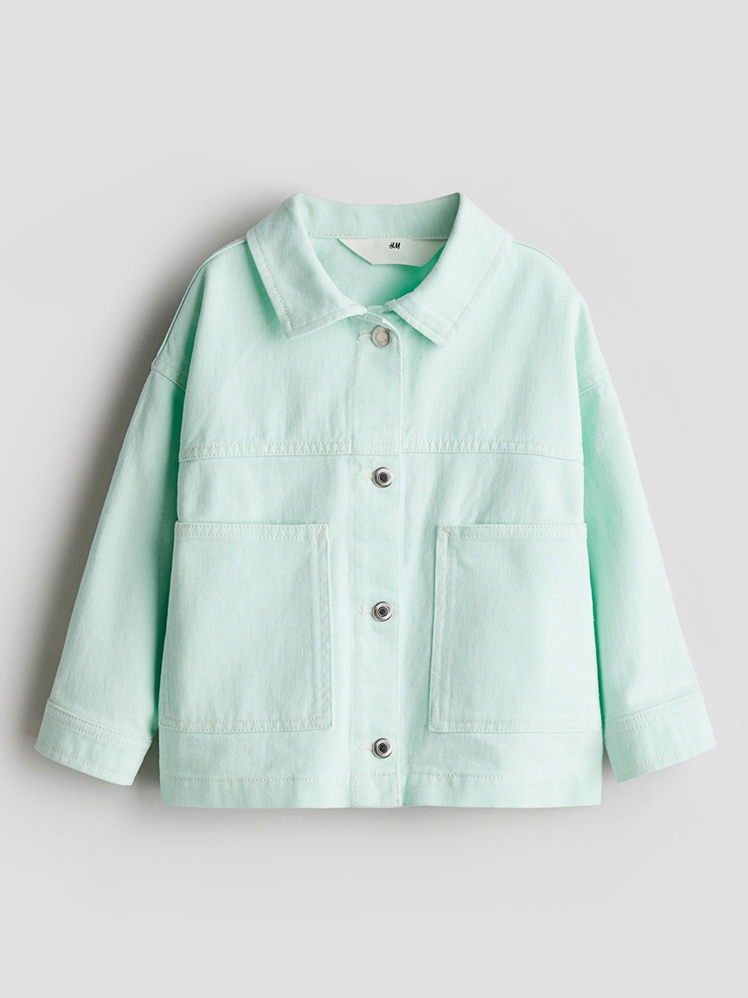 

H&M Oversized Cotton Twill Jacket, Green